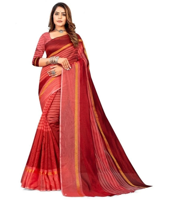 Sadhvi Art Silk Solid Saree With Blouse Piece - Red ( Pack of 1 ) - Red