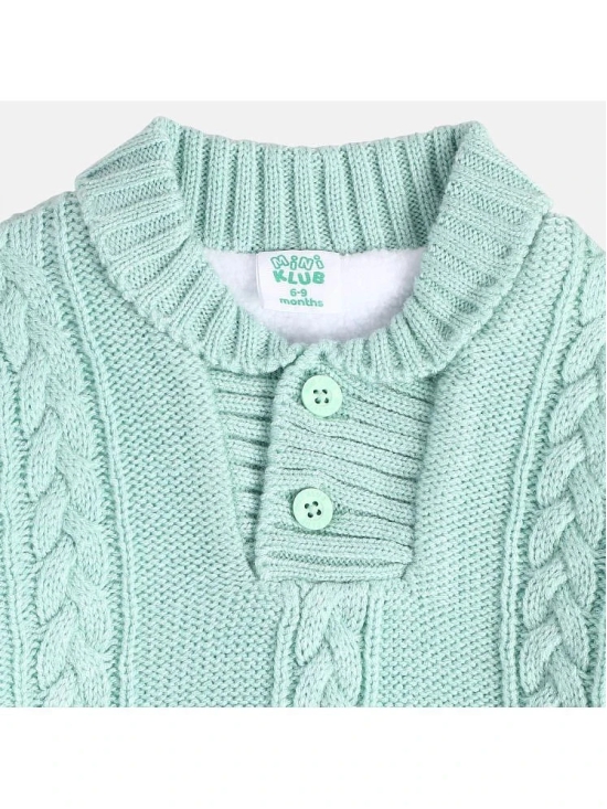 Miniklub Baby Boys Collar Full Sleeve Knit Sweater (Mint Green Color) - None