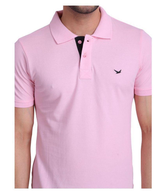 Hiflyers Cotton Blend Pink Plain Polo T Shirt - None