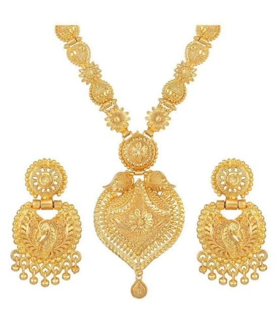 Asmitta Jewellery Golden Alloy Necklace Set ( Pack of 1 ) - Golden