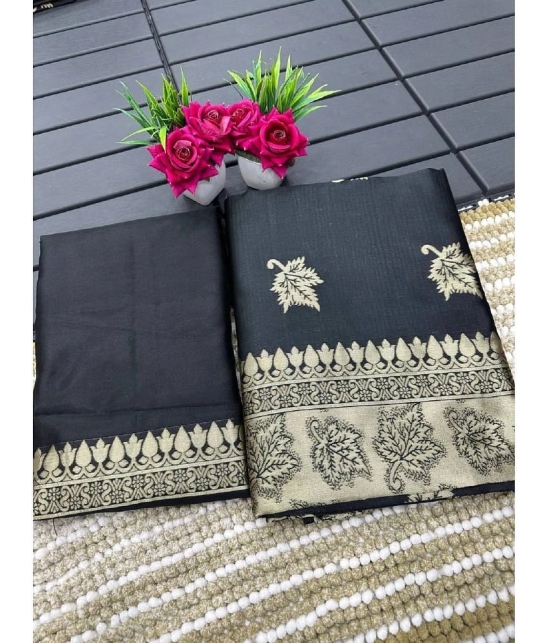 Apnisha Banarasi Silk Embellished Saree With Blouse Piece - Black ( Pack of 1 ) - Black