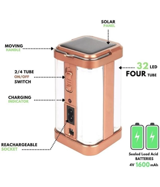 Rechargeable Solar Light with 4 Tube 360 Degree Extra Bright light with 7-8 hours lightning backup ( Multicolor ) - Assorted