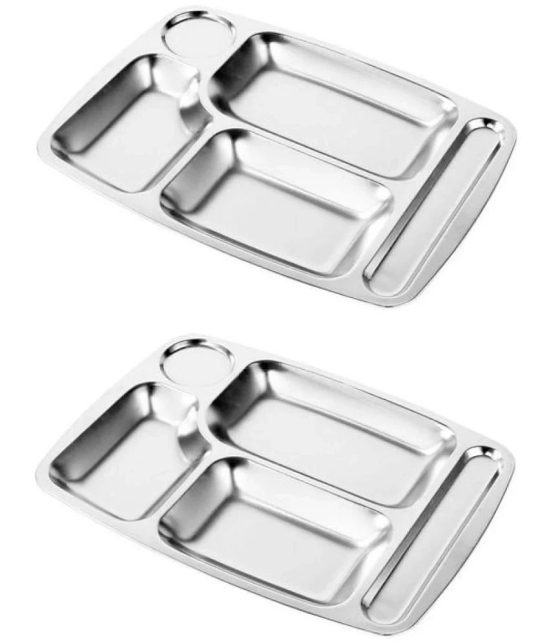 Dynore 2 Pcs Stainless Steel Silver Partition Plate - Silver