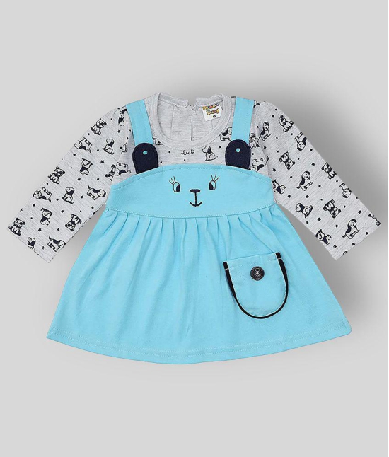 NammaBaby - Blue Cotton Blend Baby Girl Dresses ( Pack of 1 ) - None