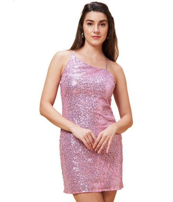 Globus Polyester Embellished Mini Womens Bodycon Dress - Pink ( Pack of 1 ) - None