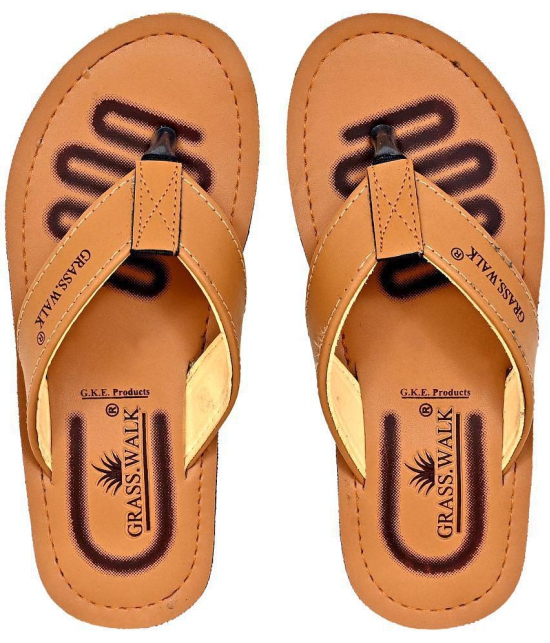 GRASS WALK - Tan Mens Thong Flip Flop - None