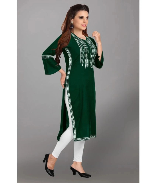 Kapadia - Green Rayon Womens Straight Kurti ( Pack of 1 ) - None