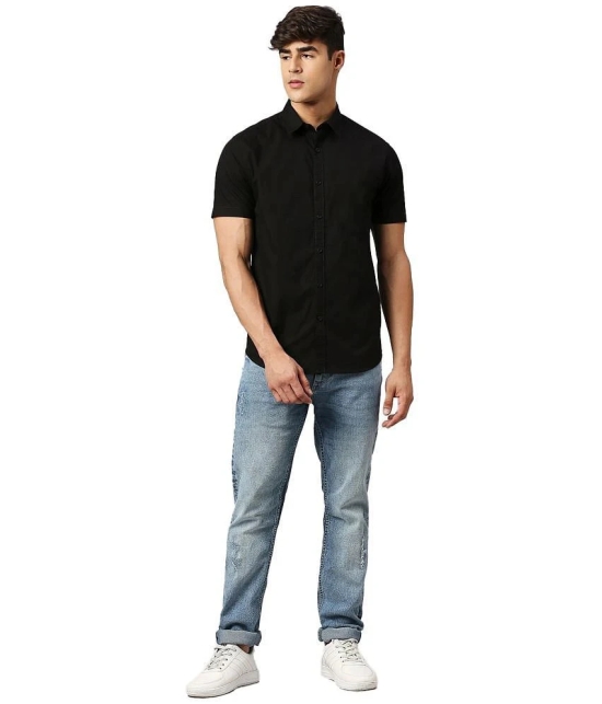 Leotude Cotton Blend Regular Fit Solids Half Sleeves Mens Casual Shirt - Black ( Pack of 1 ) - None