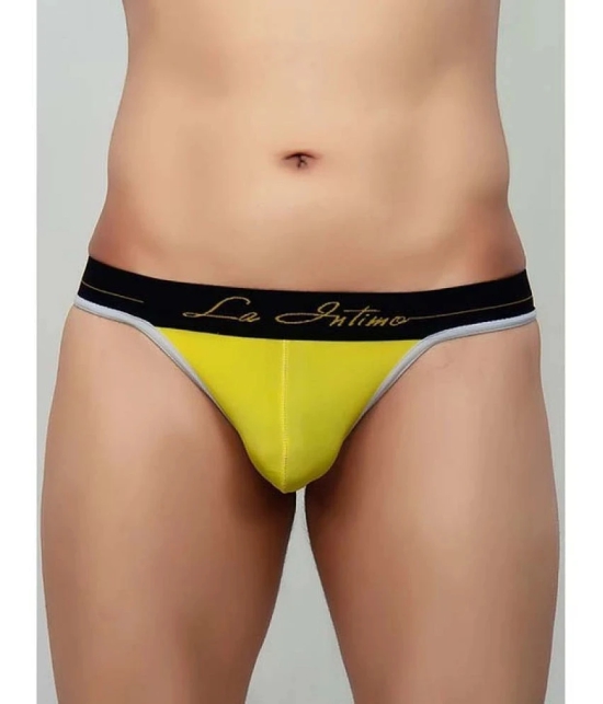 La Intimo - Yellow Cotton Blend Mens Thongs ( Pack of 1 ) - 80