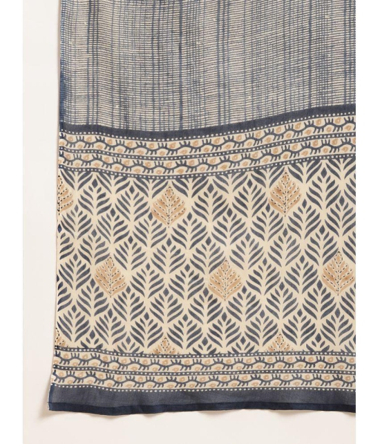 Rangita Women Beige Cotton Printed Straight Calf Length Kurta with Pant and Dupatta Set - None