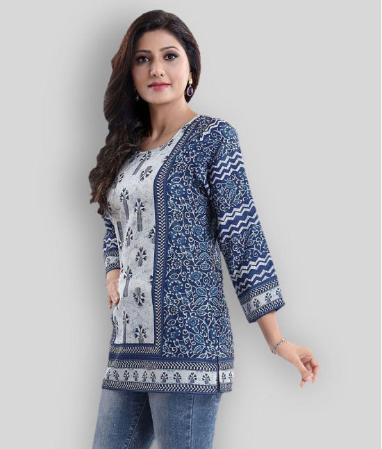 Meher Impex - Blue Crepe Women's Straight Kurti ( Pack of 1 ) - S