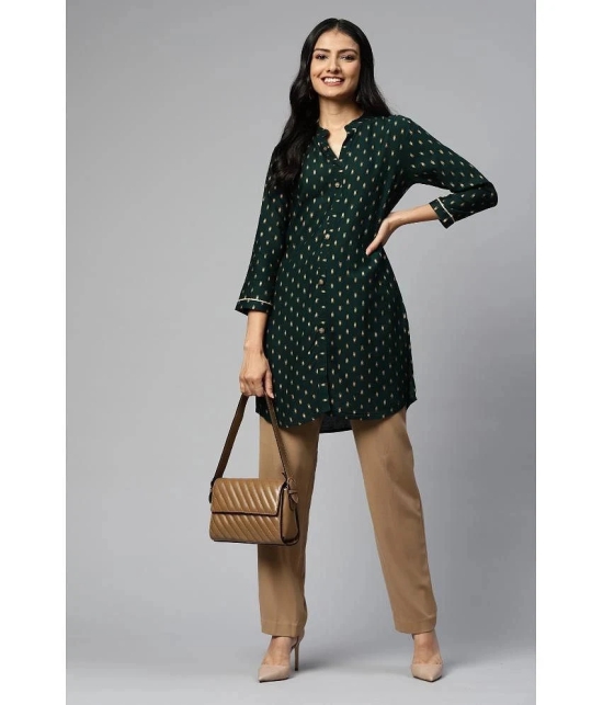 JC4U - Green Rayon Womens Straight Kurti ( Pack of 1 ) - None