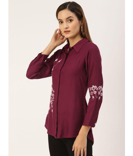 Kbz - Wine Rayon Women's Ethnic Top ( Pack of 1 ) - None