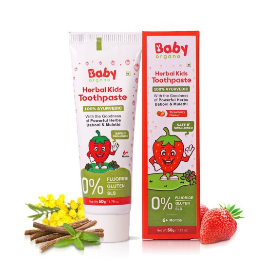 BabyOrgano Kid's Toothpaste | Includes Triphala, Khadir and Other Herbs | Best Toothpaste for Kids | 100% Ayurvedic