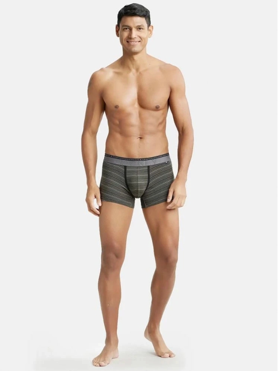 Jockey US68 Men Super Combed Cotton Elastane Stripe Trunk with Ultrasoft Waistband - Deep Olive - None