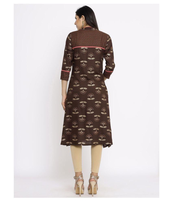 FabbibaPrints - Brown Rayon Women's Asymmetrical Kurti - XXL