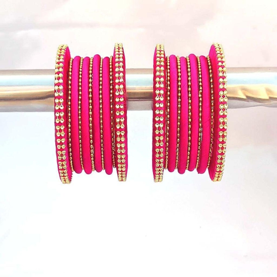 Stylish Alloy Women & Girls Ball Chain Bangles with Intricate Bagdi Thread Design - Ball Chain Bangles - Bagdi Thread Bangles - Traditional Bangles for Wedding, Party, Anniversary