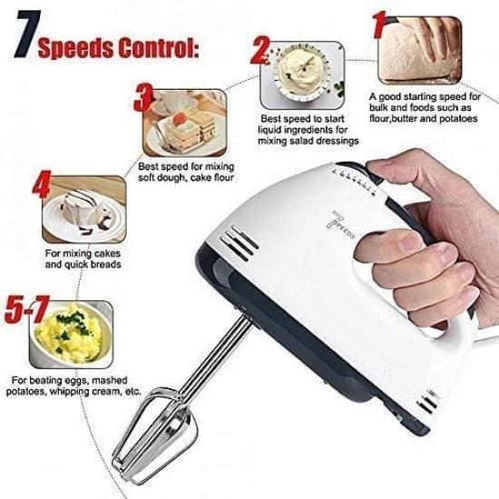 Uttamrobotics Hand Mixer - 7 Speed Egg Beater with Cream Beater