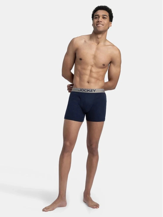 Jockey 8009 Men Super Combed Cotton Rib Solid Boxer Brief - Navy/Charcoal Mel/Grey Mel (Pack of 3) - None