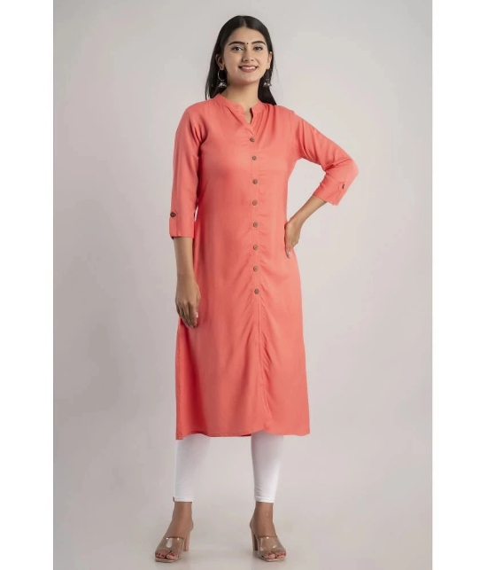 MAUKA - Pink Rayon Womens Straight Kurti ( Pack of 1 ) - XL