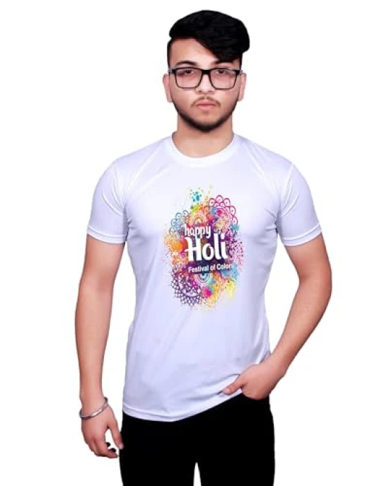 NITYANAND CREATIONS Round Neck White Holi T-Shirt for MEN-HOLI-T-SHIRT-11515-XL