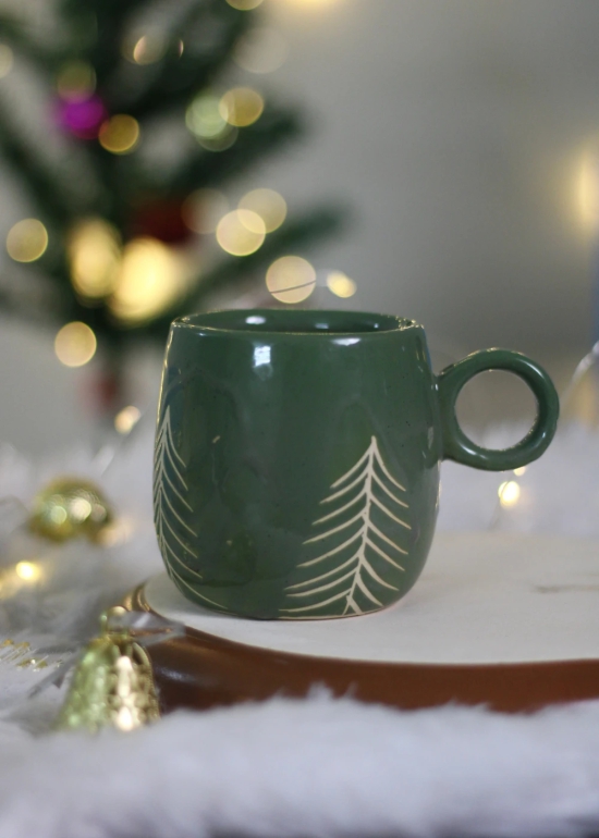 Christmas Tree Cuddle Mug- Green-Set of four