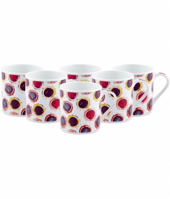 GoodHomes - Bone China Single Walled Coffee Cup 220 ml ( Pack of 6 ) - Multicolor