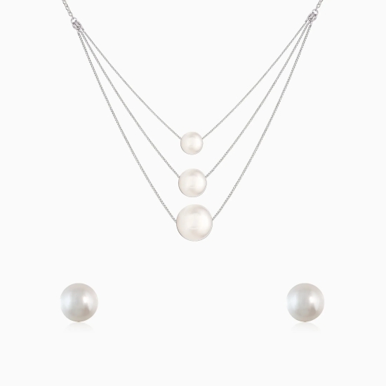 Silver Serene Pearl Set