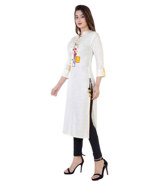 Kbz White Rayon Straight Kurti - XXL