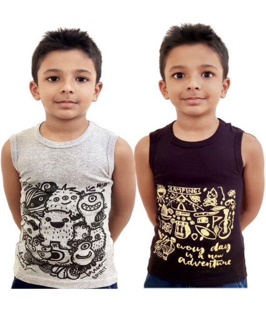 HAP Boys Multicolor Printed Vest | Tank top |Sleeveless Tshirt - Pack of 2  /Any Colour - None