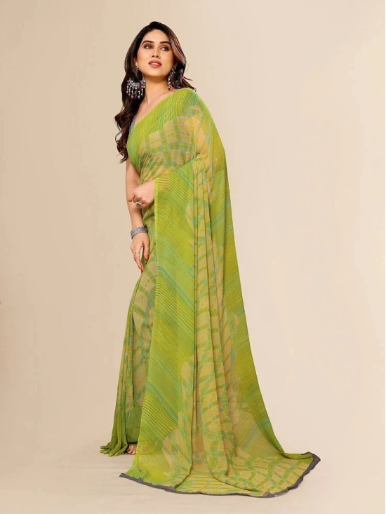 ANAND SAREES Georgette Printed Saree With Blouse Piece - Green ( Pack of 1 ) - Green