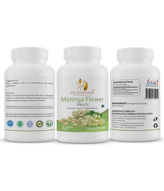 GOLDENACACIA HERRBALS Moringa Flower 500mg 180 Tablets Tablets 1 no.s