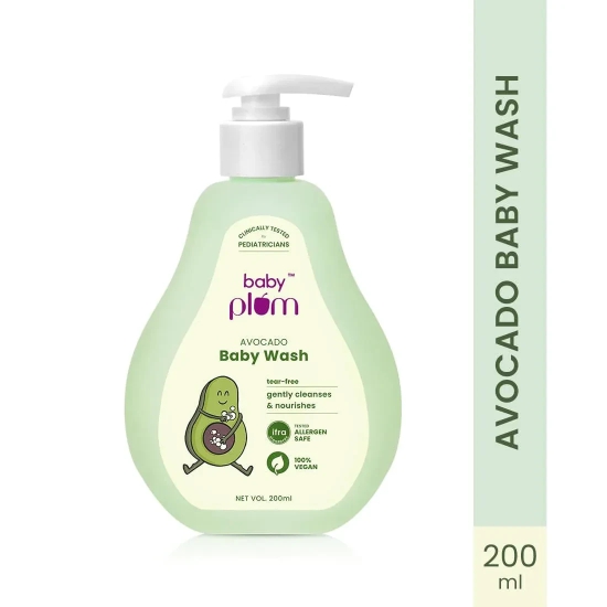 Baby Plum Avocado Baby Wash | Gently Cleanses & Nourishes Baby Skin | Clinically Tested by Pediatricians | Tear-free & pH-balanced Formula | Tested Allergen Safe