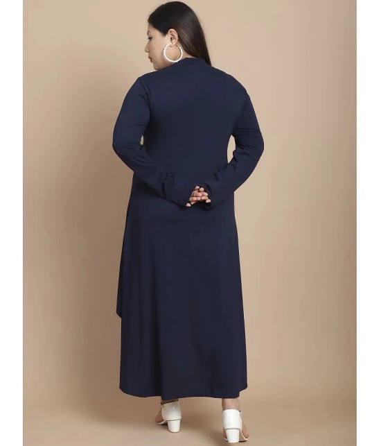 Rigo Cotton Solid Knee Length Womens Asymmetric Dress - Navy ( Pack of 1 ) - None