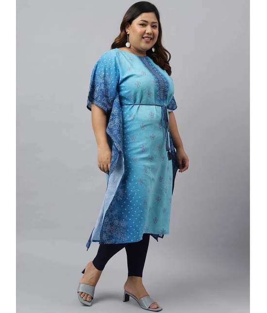 Janasya Georgette Printed Kaftan Womens Kurti - Blue ( Pack of 1 ) - None