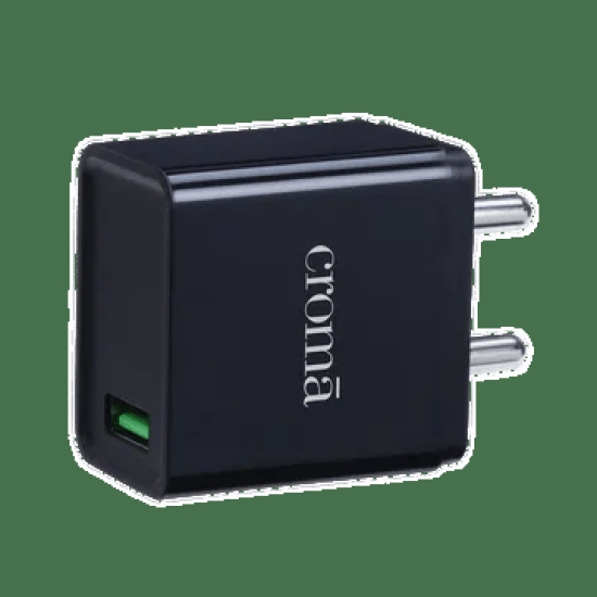 Croma 18W Type A Fast Charger (Adapter Only, Smart IC Technology, Black)