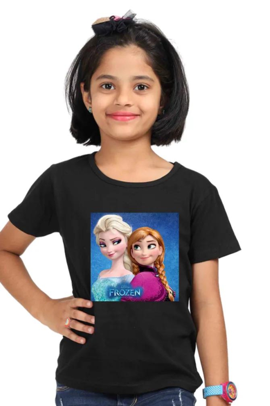 Girls custom frozen tshirt round neck half hands