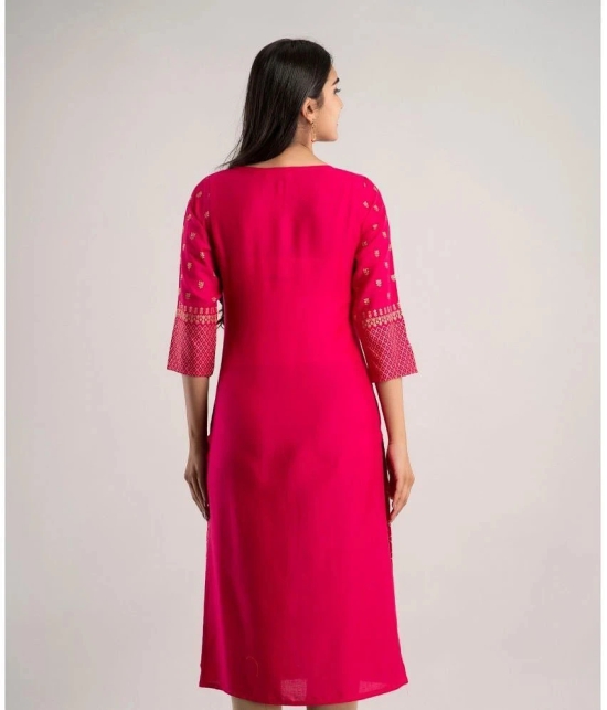 MAUKA - Pink Rayon Womens Straight Kurti ( Pack of 1 ) - None