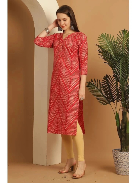 Rajnandini Cotton Blend Embellished Straight Womens Kurti - Red ( Pack of 1 ) - None