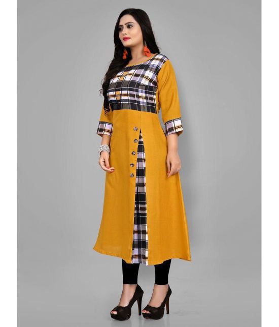 RIAANA - Mustard Cotton Blend Women's Front Slit Kurti ( Pack of 1 ) - None