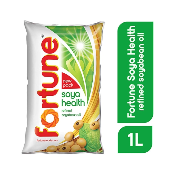 Fortune Soya Health Refined Soyabean Oil, 1 L Pouch