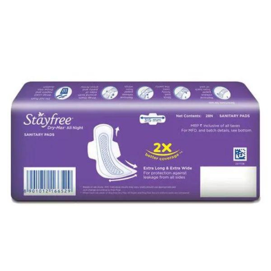 Stayfree Dry Max All Night Sanitary Pads 28 Pcs