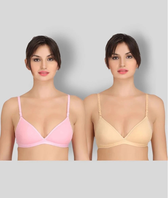 Selfcare - Multicolor Cotton Lightly Padded Womens T-Shirt Bra ( Pack of 2 ) - 32C