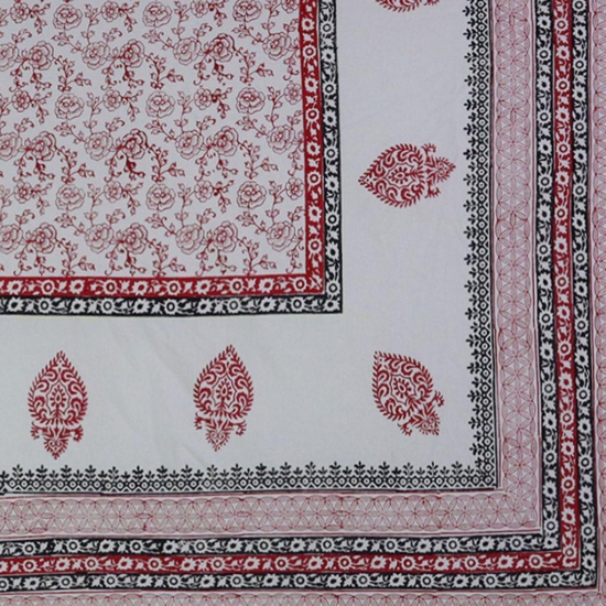 Bagh Motif Block Printed King Size Double Bedsheet