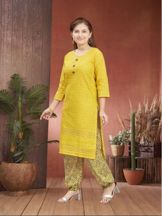 Aarika Yellow Cotton Girls Patiala Kurta Set ( Pack of 1 ) - None