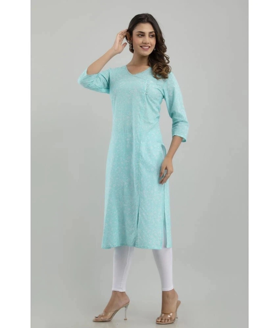 Frionkandy - Light Blue Cotton Womens Straight Kurti ( Pack of 1 ) - None