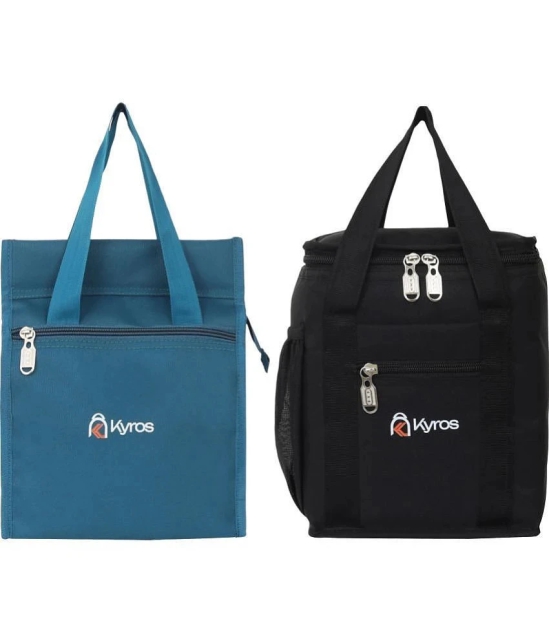 Kyros Black Polyester Lunch Bag Pack of 2 - Black