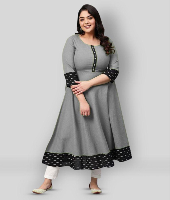 Estela - Light Grey Cotton Women's Flared Kurti ( Pack of 1 ) - XS