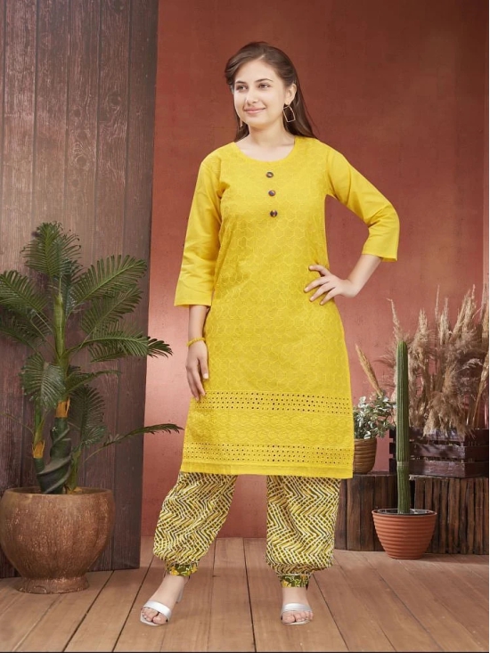 Aarika Yellow Cotton Girls Patiala Kurta Set ( Pack of 1 ) - None