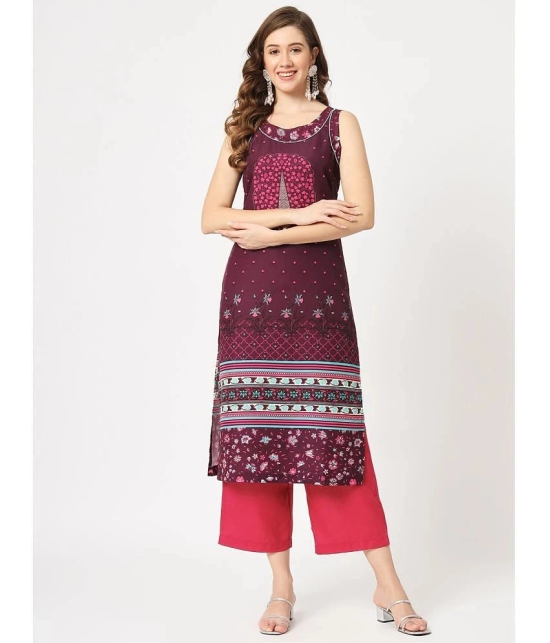 Pannkh - Magenta Rayon Womens Straight Kurti ( Pack of 1 ) - None